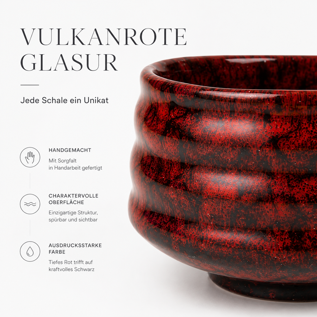 Matcha Schale "Fuji" Vulkanrot handgemacht