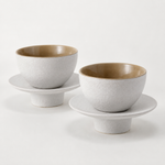 Bild in der Galerie öffnen: Teetasse "Ayame" mit Unterteller Weiß – 2er Set für Tee &amp; Espresso