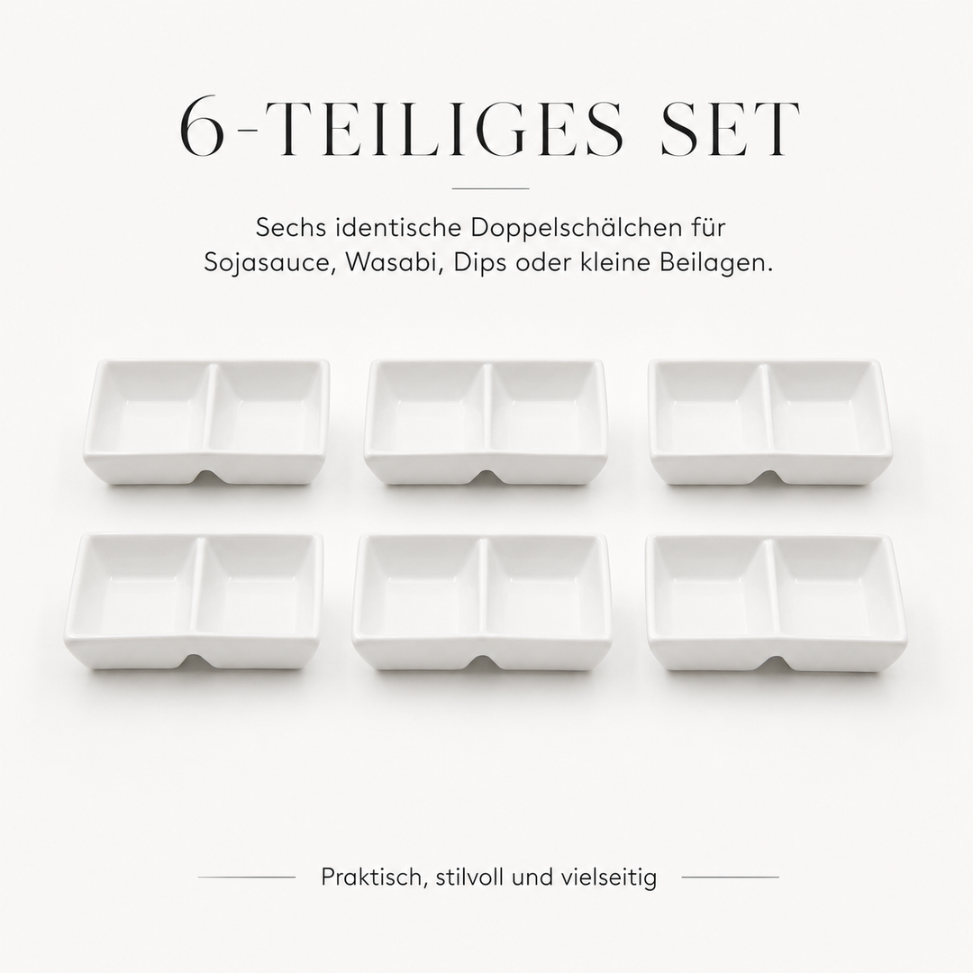 Hokkaido Dipschalen 6er Set mit Esstäbchen-Ablage