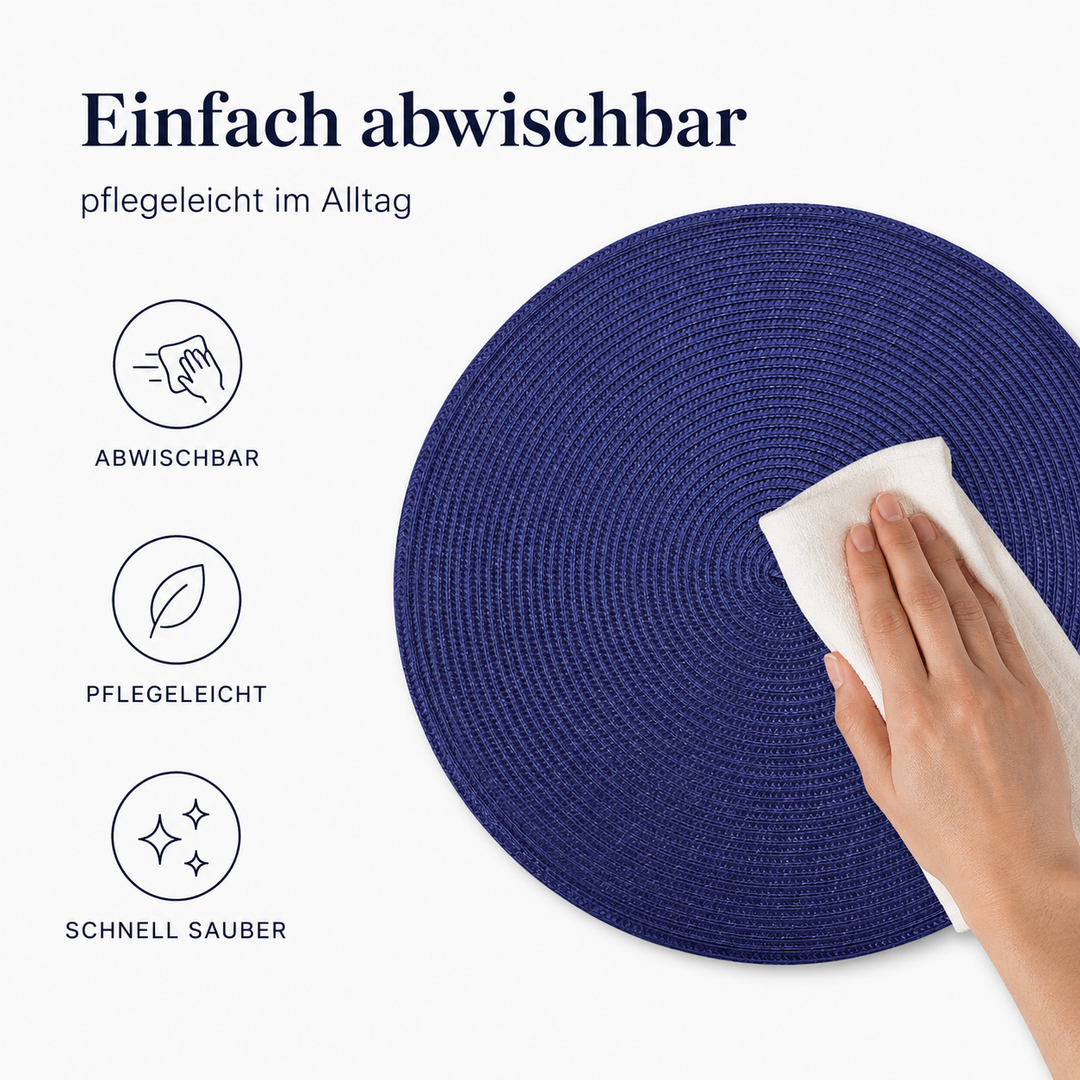 Tischmatten Helena Blau 6er Set Ø 38 cm | Urban Lifestyle