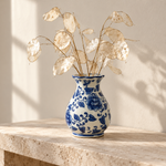 Bild in der Galerie öffnen: Bauchige Blumenvase mit getrockneter Lunaria auf einer Konsole