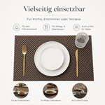 Bild in der Galerie öffnen: Tischsets ALFONSO 6er Set Braun Schwarz aus gewebtem PVC