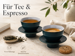 Bild in der Galerie öffnen: Teetasse "Ayame" mit Unterteller Türkis – 2er Set für Tee &amp; Espresso