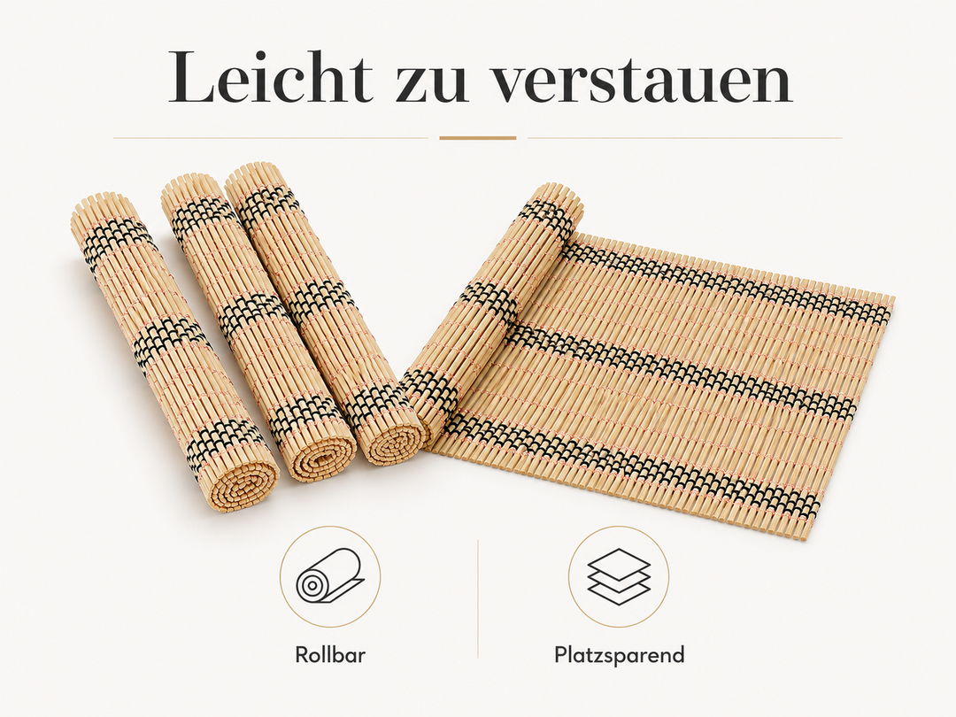 Bambus Tischmatten "Herbert" Natur 6er Set – natürliche Platzsets 45 x 30 cm