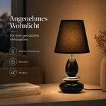 Bild in der Galerie öffnen: Tischlampe ANNA Schwarz aus Keramik mit Stoffschirm