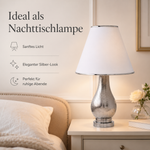 Bild in der Galerie öffnen: Tischlampe ARGENT Silber aus Keramik mit Lampenschirm