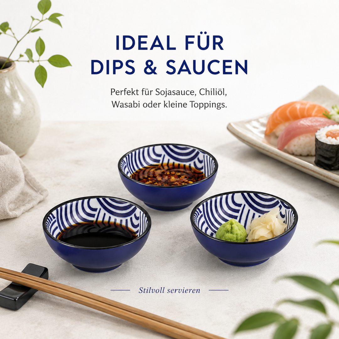 Kaiyo Dipschalen 6er Set aus Porzellan 8 cm