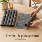 Bild in der Galerie öffnen: Tischmatten GIUSEPPE 6er Set Schwarz Meliert 45 x 30cm