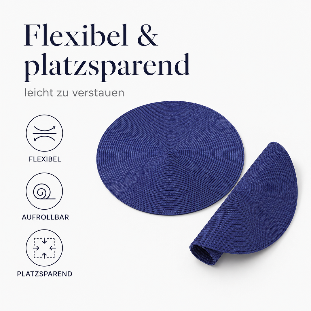 Tischmatten Helena Blau 6er Set Ø 38 cm | Urban Lifestyle