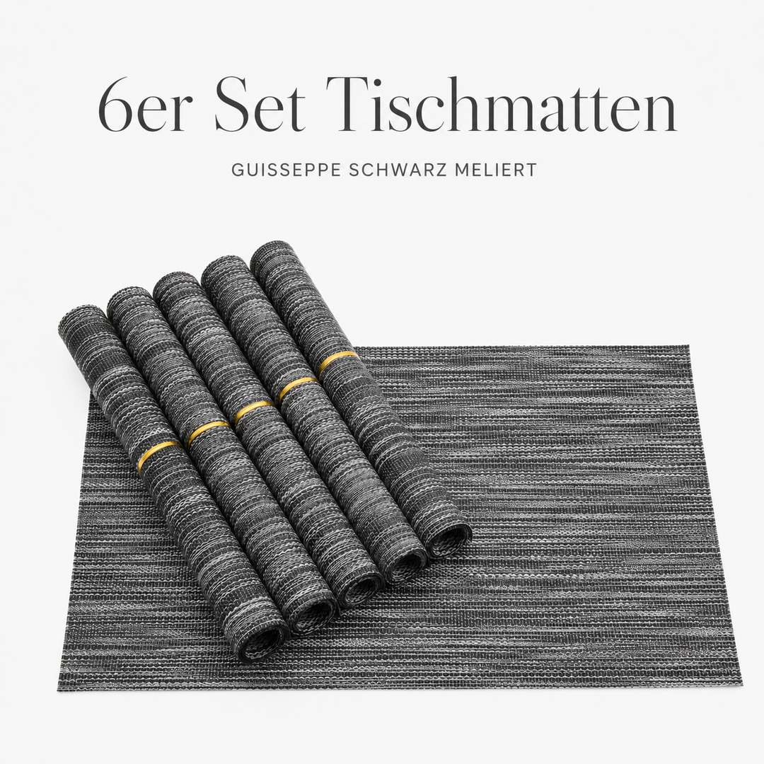 Tischmatten GIUSEPPE 6er Set Schwarz Meliert 45 x 30cm