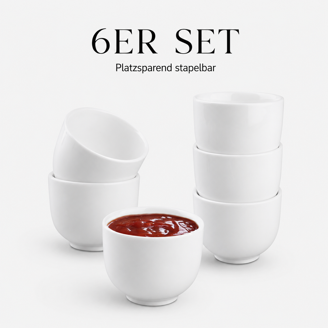Sana Dipschalen 6er Set 120 ml Weiß Porzellan Urban Lifestyle