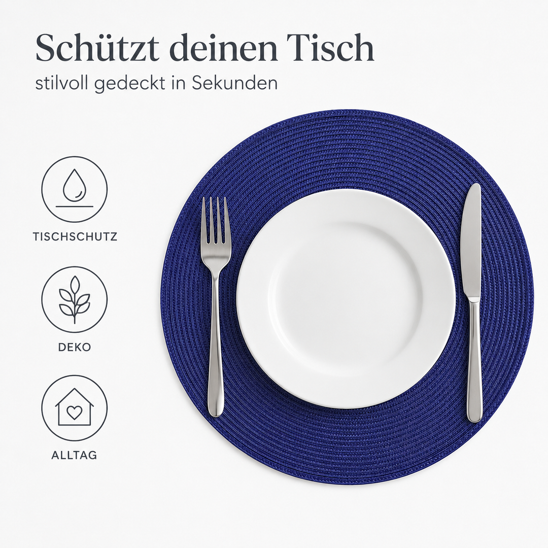 Tischmatten Helena Blau 6er Set Ø 38 cm | Urban Lifestyle