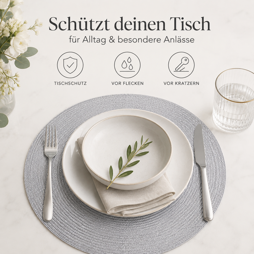 Tischmatten "Helena" Silber 6er Set Ø 38 cm runde Platzsets