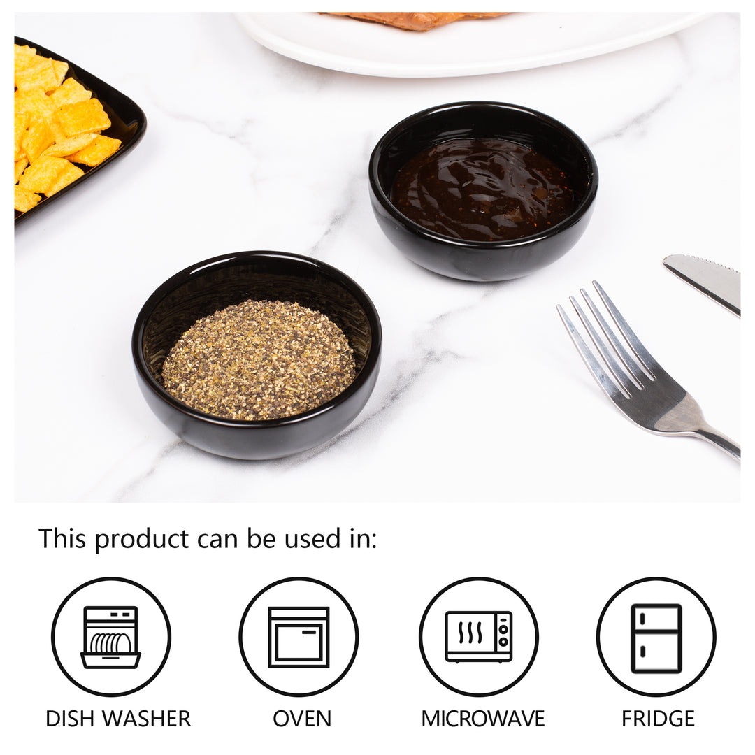 Saucenschälchen schwarz rund Keramik - 6 Stück Ayumi