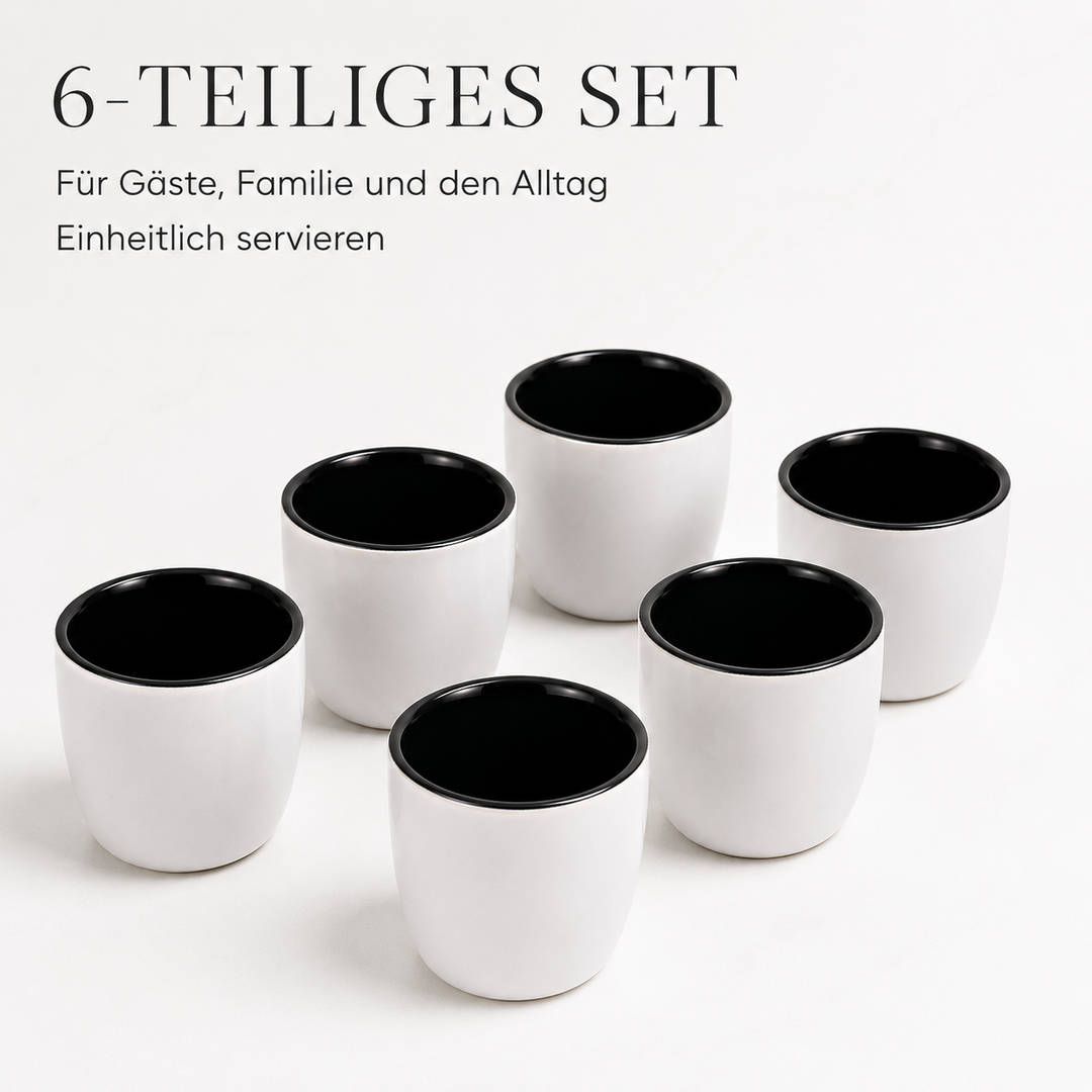 Yoru Saucenschälchen 6er Set weiß schwarz aus Steinzeug