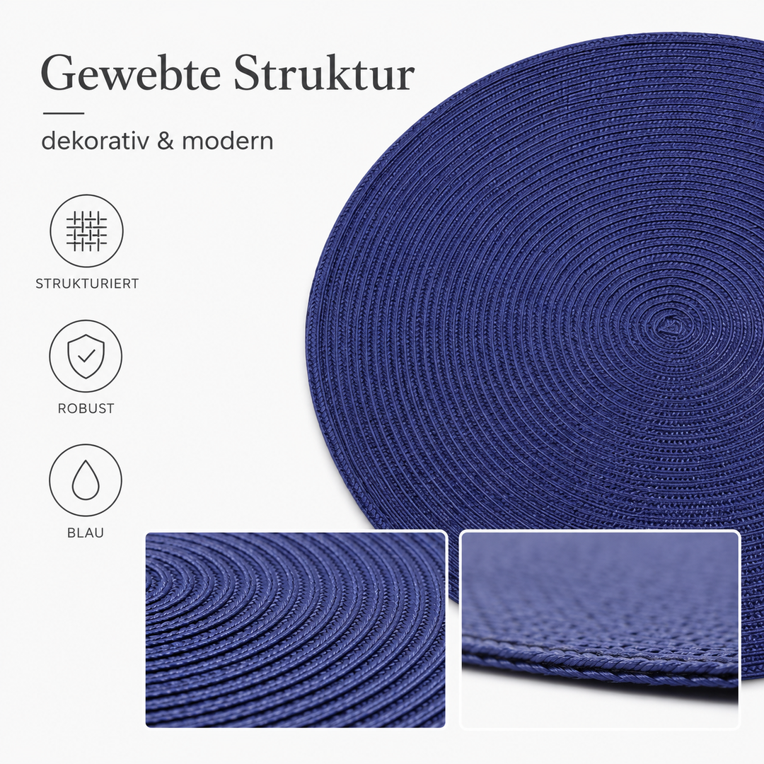 Tischmatten Helena Blau 6er Set Ø 38 cm | Urban Lifestyle