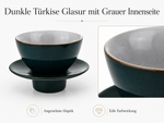 Bild in der Galerie öffnen: Teetasse "Ayame" mit Unterteller Türkis – 2er Set für Tee &amp; Espresso