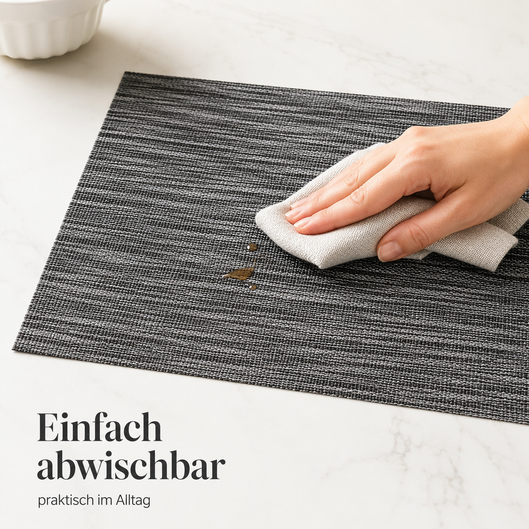 Tischmatten GIUSEPPE 6er Set Schwarz Meliert 45 x 30cm