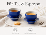 Bild in der Galerie öffnen: Teetasse "Ayame" mit Unterteller Blau – 2er Set für Tee &amp; Espresso