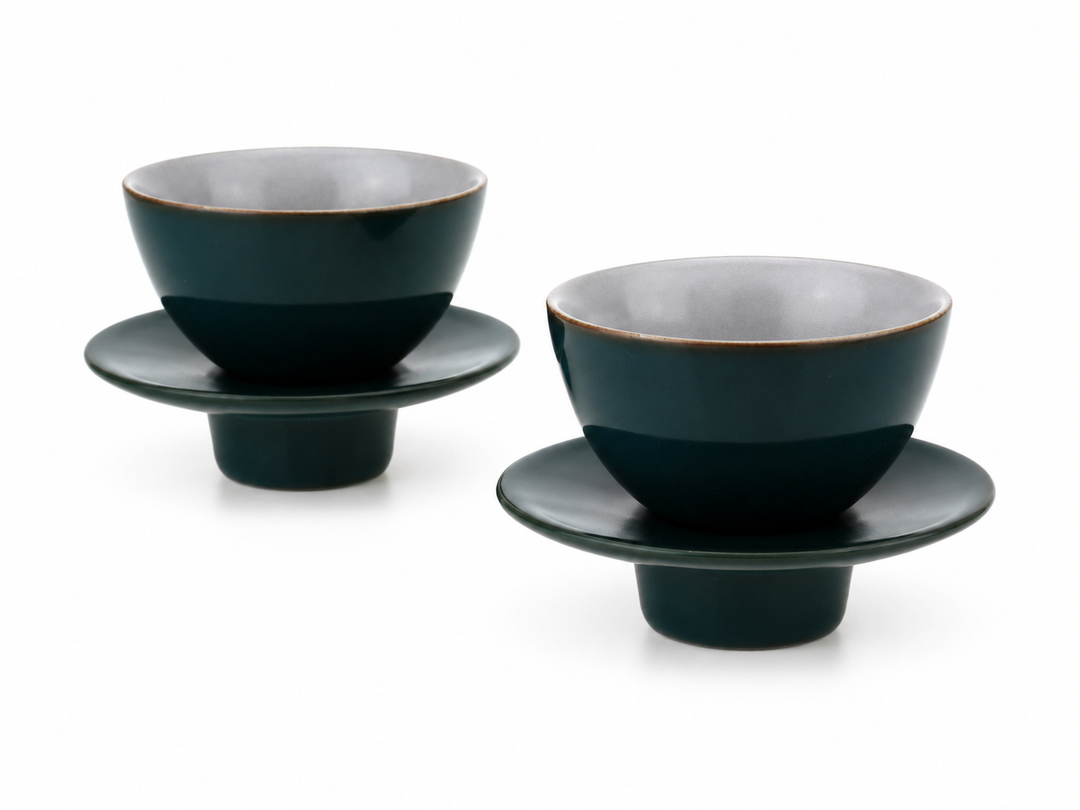 Teetasse "Ayame" mit Unterteller Türkis – 2er Set für Tee & Espresso