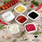 Bild in der Galerie öffnen: Dipschalen Set für Fingerfood und Tapas aus Porzellan weiß 6 Stück