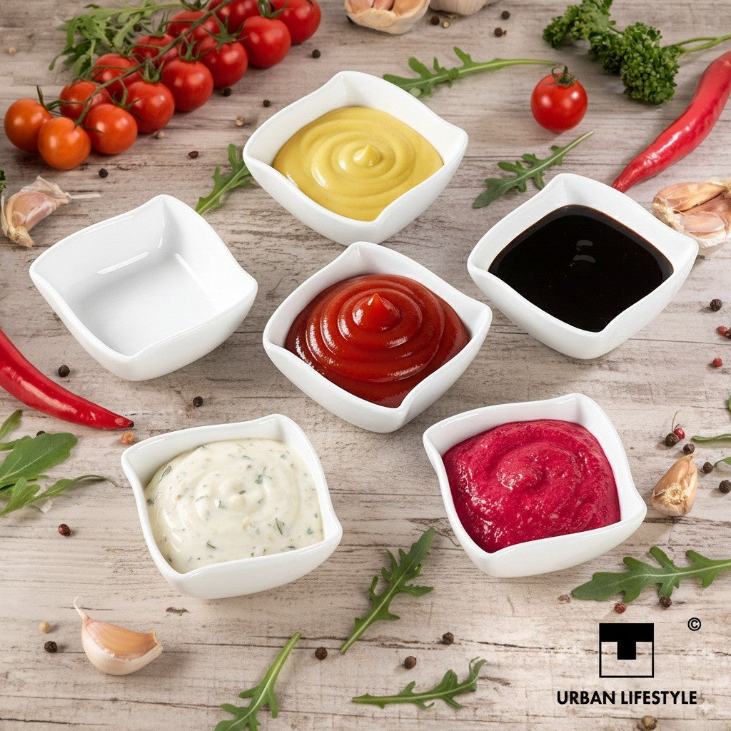 Dipschalen Set für Fingerfood und Tapas aus Porzellan weiß 6 Stück