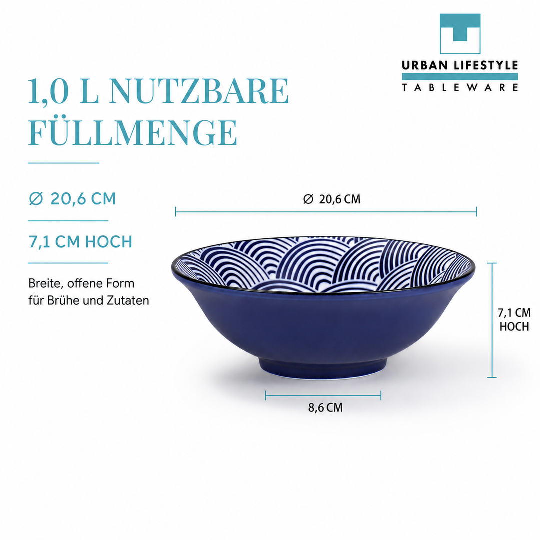Ramen-Schüssel-Set Kaiyo – Porzellan, 20 cm, 2er-Set