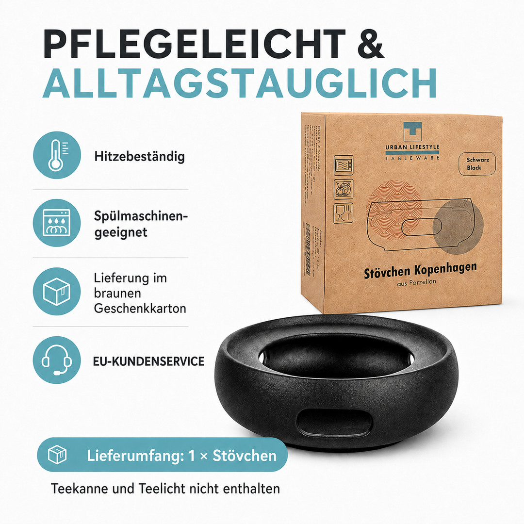 Stövchen Kopenhagen – Porzellan, Schwarz