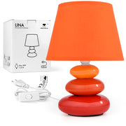 Nachttischlampe Lina in Orange mit Keramikfuß und Stoffschirm von Urban Lifestyle