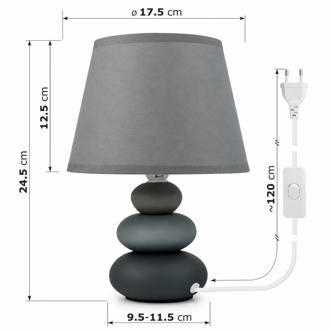 Nachttischlampe Lina – Keramik, Hellgrau-matt
