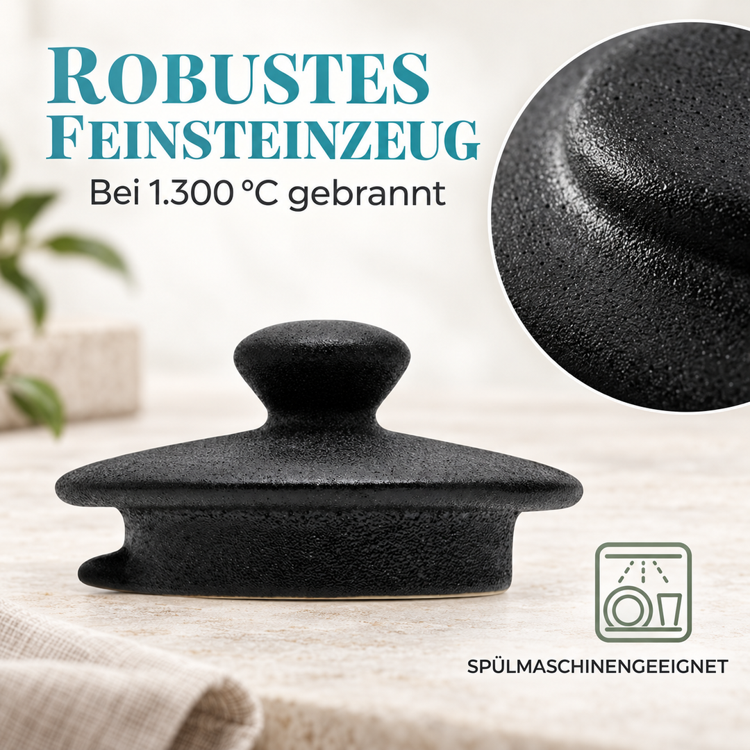 Ersatzdeckel für Teekanne Liverpool – Steinzeug, Schwarz, 1,1 L