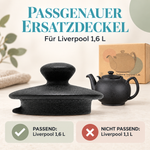 Bild in der Galerie öffnen: Ersatzdeckel für Teekanne Liverpool – Steinzeug, Schwarz, 1,6 L