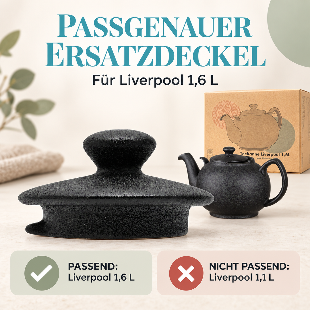 Ersatzdeckel für Teekanne Liverpool – Steinzeug, Schwarz, 1,6 L