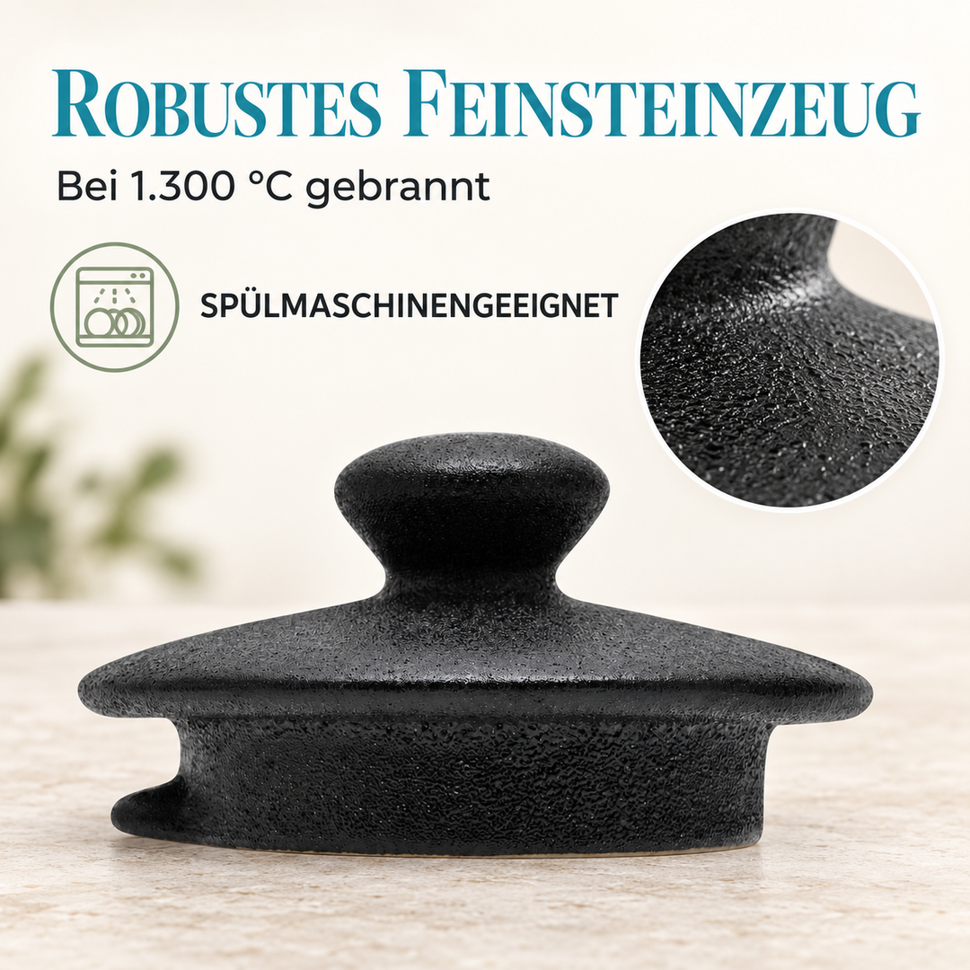 Ersatzdeckel für Teekanne Liverpool – Steinzeug, Schwarz, 1,6 L