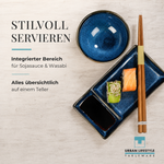 Bild in der Galerie öffnen: Sushi-Set Misaki – Keramik, Marineblau, für 2 Personen