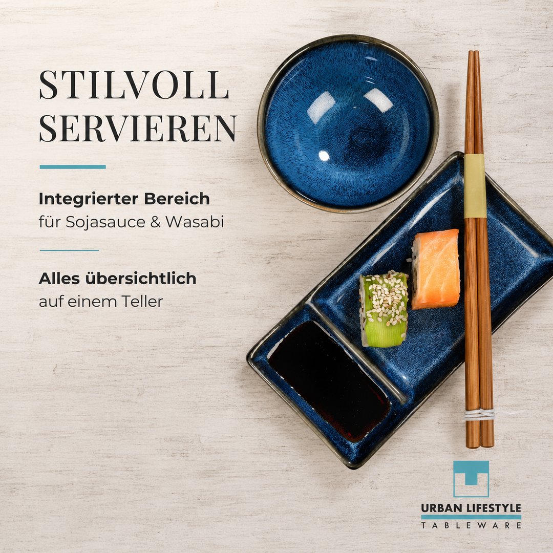 Sushi-Set Misaki – Keramik, Marineblau, für 2 Personen