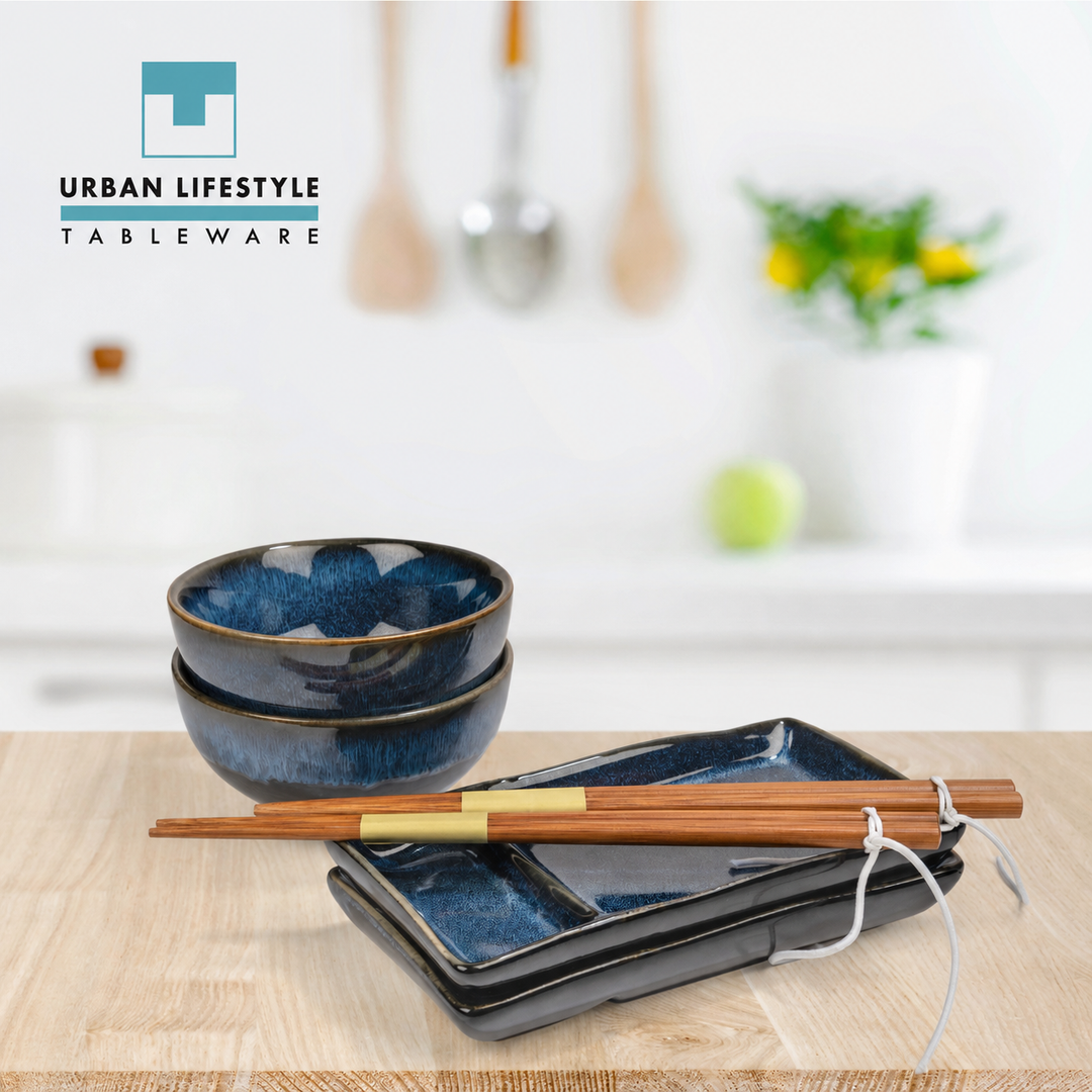 Sushi-Set Misaki – Keramik, Marineblau, für 2 Personen