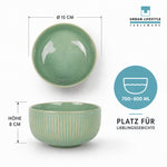 Bild in der Galerie öffnen: URBAN LIFESTYLE Müslischalen Diana seegrün Steinzeug Ø 15 cm 2er Set – Hauptbild