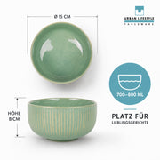 URBAN LIFESTYLE Müslischalen Diana seegrün Steinzeug Ø 15 cm 2er Set – Hauptbild