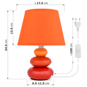 Orange Nachttischlampe Lina aus Keramik mit Stoffschirm und E14 Fassung