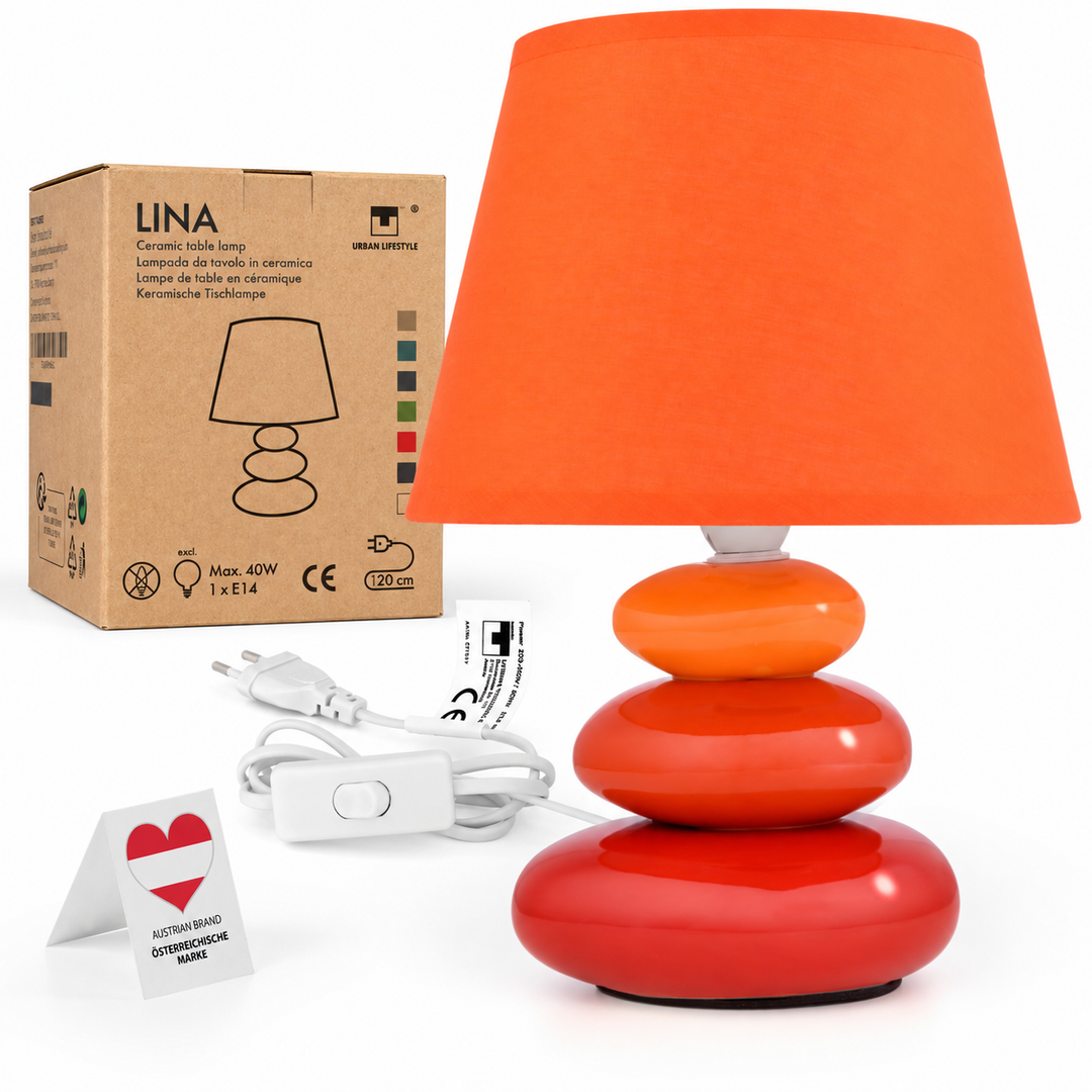Nachttischlampe Lina – Keramik, Orange