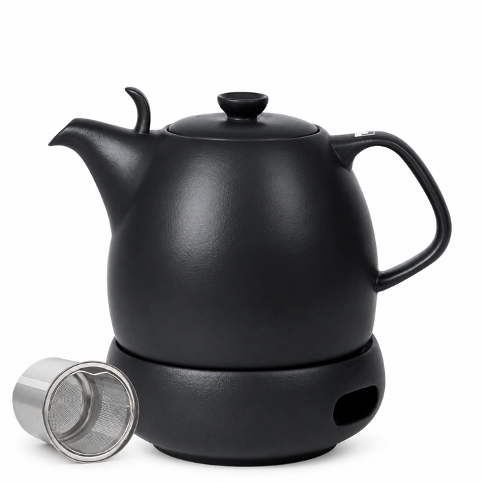 Teekanne Kopenhagen mit Stövchen – Porzellan, Schwarz, 1,6 L – reine Produktansicht