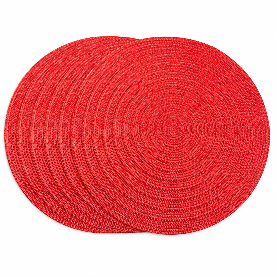 Tischsets Helena – Kunststoff, Rot, Ø 38 cm, 6er-Set – reine Produktansicht