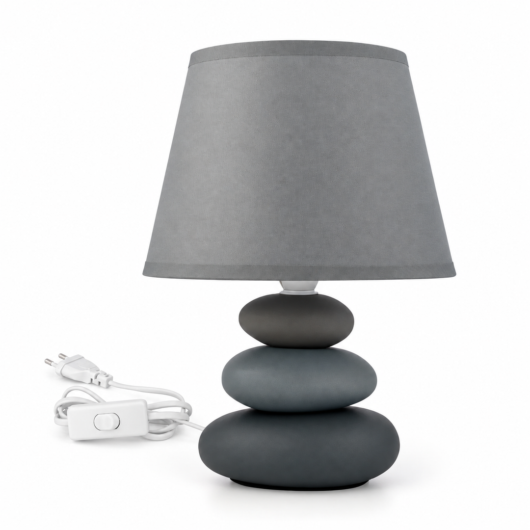 Nachttischlampe Lina – Keramik, Hellgrau-matt – reine Produktansicht