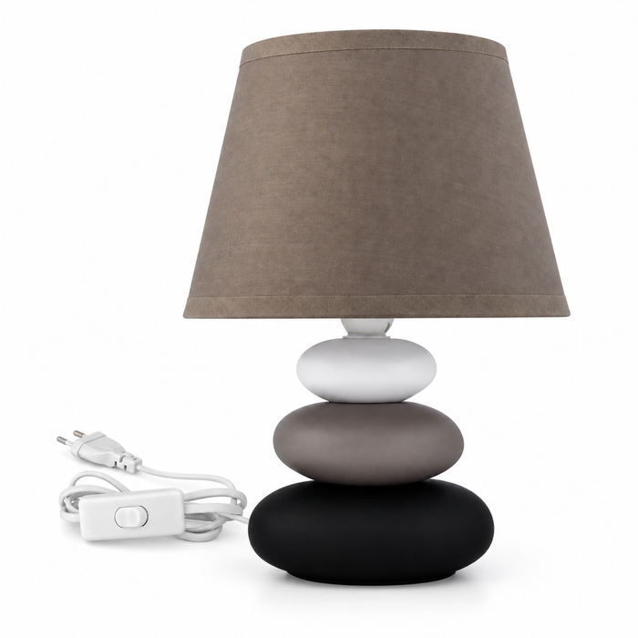 Nachttischlampe Lina – Keramik, Taupe-matt – reine Produktansicht