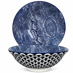 Bild in der Galerie öffnen: Ramen-Schüssel-Set Seigaiha – Porzellan, 20 cm, 2er-Set – reine Produktansicht