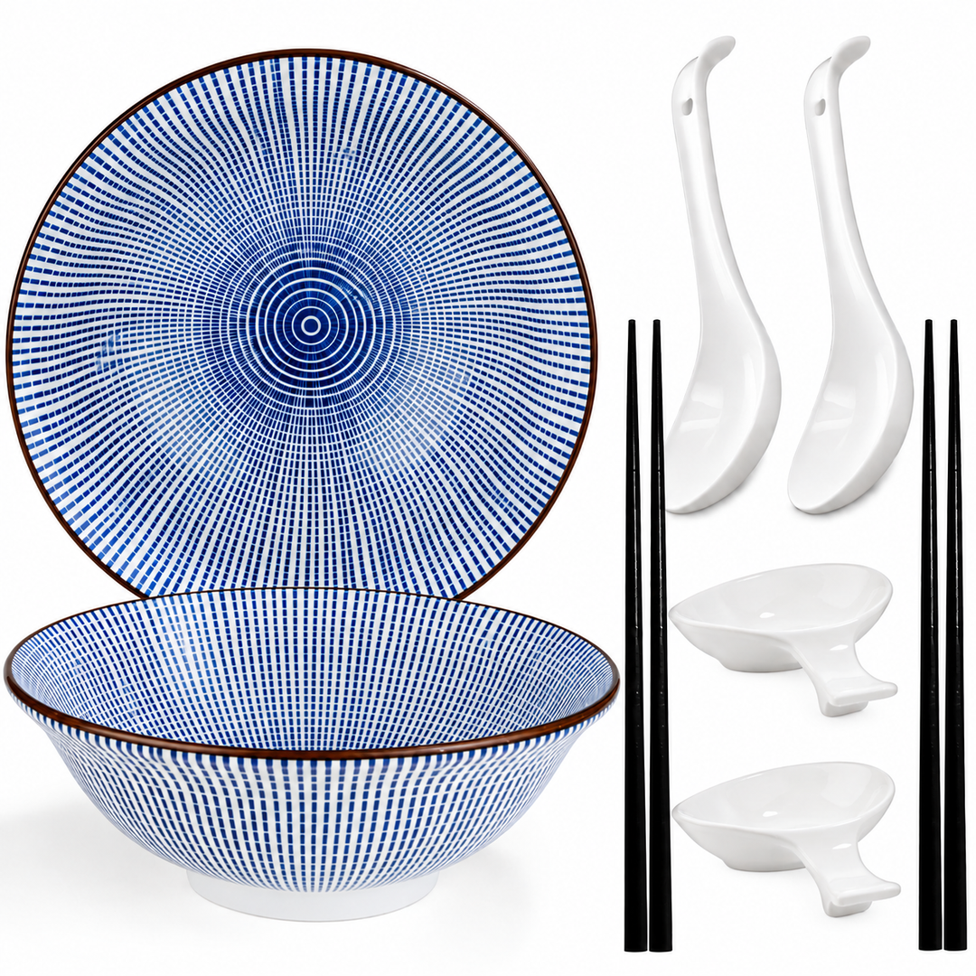 Ramen-Schüssel-Set Tokusa – Porzellan, Ø 20,5 cm, Komplett-Set für 2 Personen – reine Produktansicht