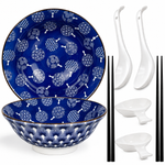 Bild in der Galerie öffnen: Ramen-Schüssel-Set Uchiwa – Porzellan, Ø 20,5 cm, Komplett-Set für 2 Personen – reine Produktansicht