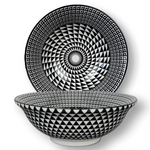 Bild in der Galerie öffnen: Ramen Schale HISHI 2er Set Ø 20 cm aus Porzellan in Schwarz Weiß