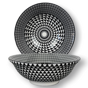 Ramen Schale HISHI 2er Set Ø 20 cm aus Porzellan in Schwarz Weiß